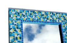 Lime Green and Teal Mosaic Mirror, Rectangular Mosaic Mirror, Green Street Mosaics 