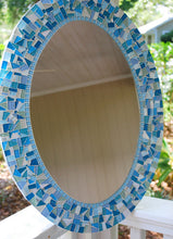 Blue and Aqua Oval Mosaic Mirror, OVAL Mosaic Mirror, Green Street Mosaics 