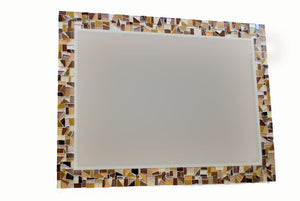 Brown Mosaic Wall Mirror, Rectangular Mosaic Mirror, Green Street Mosaics 