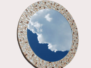 Metallic Wall Mirror, Round Mosaic Mirror, Green Street Mosaics 
