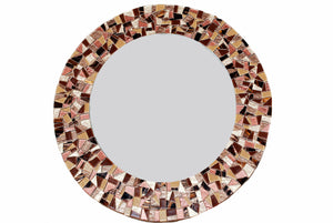 Brown Mosaic Mirror, Round Mosaic Mirror, Green Street Mosaics 
