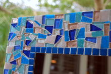 Blue Mosaic Wall Mirror, Rectangular Mosaic Mirror, Green Street Mosaics 