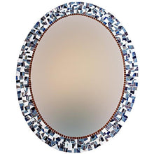 Oval Wall Mirror Blue and Gray, OVAL Mosaic Mirror, Green Street Mosaics 