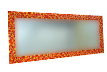 Mosaic Mirror - Red, Orange, Yellow, Rectangular Mosaic Mirror, Green Street Mosaics 