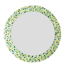 Yellow and Green Round Mosaic Mirror, Round Mosaic Mirror, Green Street Mosaics 
