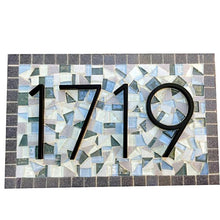 Mosaic Address Plaque, Gray and Blue, House Number Sign, Green Street Mosaics 