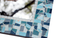 Teal, White, Gray Mosaic Wall Mirror, Rectangular Mosaic Mirror, Green Street Mosaics 