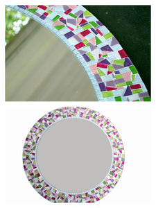 Custom Mosaic Mirror, Round Mosaic Mirror, Green Street Mosaics 