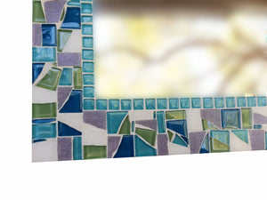 Custom Mosaic Wall Mirror, Rectangular Mosaic Mirror, Green Street Mosaics 