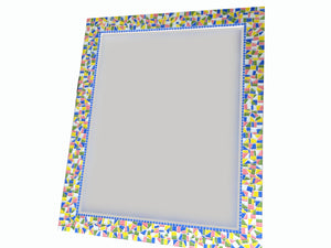 Handcrafted Mosaic Mirror - Blue, Pink, Green, Yellow, Rectangular Mosaic Mirror, Green Street Mosaics 