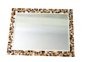 Brown Mosaic Wall Mirror, Rectangular Mosaic Mirror, Green Street Mosaics 