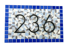 Blue and Gray Mosaic House Number Plaque, House Number Sign, Green Street Mosaics 
