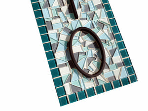 Teal and Aqua House Numbers, House Number Sign, Green Street Mosaics 