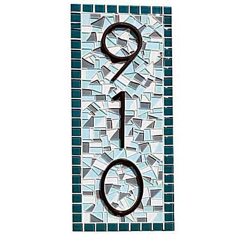 Teal and Aqua House Numbers, House Number Sign, Green Street Mosaics 