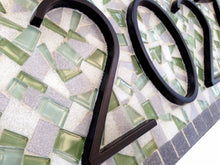 Green and Gray Address Plaque, House Number Sign, Green Street Mosaics 