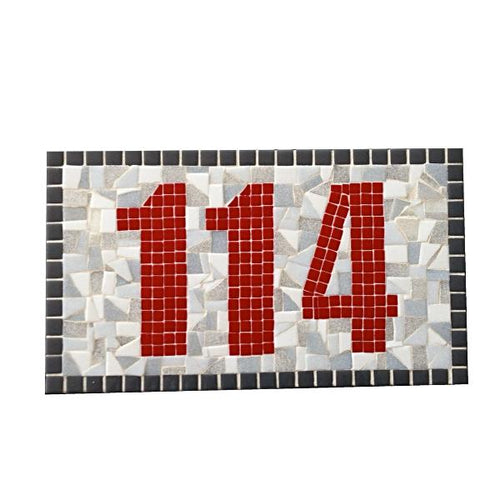 Red and Gray House Number Sign, House Number Sign, Green Street Mosaics 