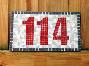 Red and Gray House Number Sign, House Number Sign, Green Street Mosaics 