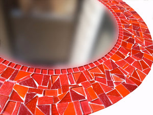 Red Mosaic Mirror, Round Mosaic Mirror, Green Street Mosaics 