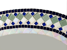 Large Wall Mirror Blue White Green, OVAL Mosaic Mirror, Green Street Mosaics 