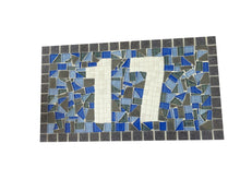 Blue and Gray House Number Plaque, House Number Sign, Green Street Mosaics 