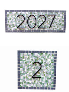 Green and Gray Address Plaque, House Number Sign, Green Street Mosaics 