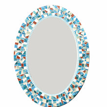 Oval Mosaic Wall Mirror in Teal, Aqua, White, Brown, OVAL Mosaic Mirror, Green Street Mosaics 