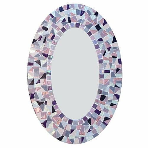 Pink and Purple Mosaic Wall Mirror, OVAL Mosaic Mirror, Green Street Mosaics 