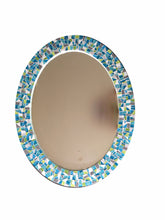 Oval Mosaic Mirror - Teal, Lime Green, Gray, OVAL Mosaic Mirror, Green Street Mosaics 