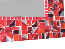 Red Wall Mirror, Rectangular Mosaic Mirror, Green Street Mosaics 