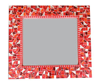 Red Wall Mirror, Rectangular Mosaic Mirror, Green Street Mosaics 