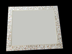 White and Gold Mosaic Mirror, Rectangular Mosaic Mirror, Green Street Mosaics 
