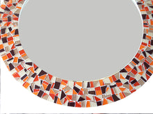Orange and Brown Mosaic Mirror, Round Mosaic Mirror, Green Street Mosaics 
