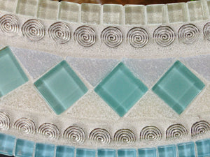 Mosaic Wall Mirror Aqua and Gray, Round Mosaic Mirror, Green Street Mosaics 