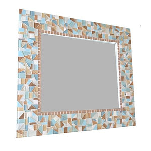 Mosaic Mirror for a Beach House, Rectangular Mosaic Mirror, Green Street Mosaics 