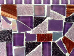 Mosaic Mirror Purple and Red, Rectangular Mosaic Mirror, Green Street Mosaics 