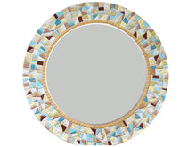 Yellow and Aqua Mosaic Mirror, Round Mosaic Mirror, Green Street Mosaics 