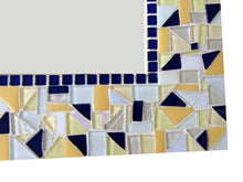 Yellow and Navy Blue Mosaic Wall Mirror, Rectangular Mosaic Mirror, Green Street Mosaics 