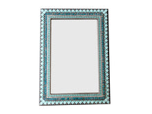 Mixed Media Mosaic Mirror Turquoise and Silver, Rectangular Mosaic Mirror, Green Street Mosaics 