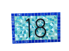 Blue and Aqua Address Plaque, House Number Sign, Green Street Mosaics 