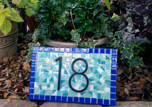 Blue and Aqua Address Plaque, House Number Sign, Green Street Mosaics 