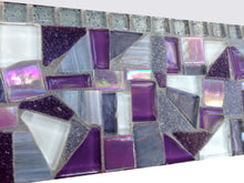 Purple and Gray Mosaic Mirror, Rectangular Mosaic Mirror, Green Street Mosaics 