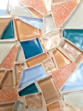Mosaic Mirror Coral, Blue, Teal, OVAL Mosaic Mirror, Green Street Mosaics 