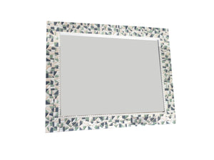 Decorative Mosaic Mirror Green and Gray, Rectangular Mosaic Mirror, Green Street Mosaics 