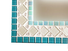 Aqua Silver White Mosaic Mirror, Rectangular Mosaic Mirror, Green Street Mosaics 