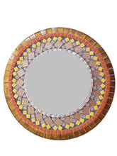 Brown Mosaic Wall Mirror, Round Mosaic Mirror, Green Street Mosaics 