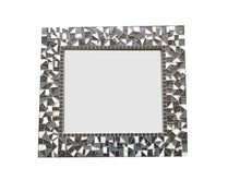 Gray, White, Dark Purple Mosaic Wall Mirror, Rectangular Mosaic Mirror, Green Street Mosaics 