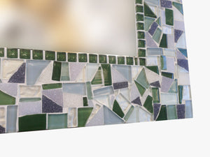 Green and Gray Wall Mirror, Rectangular Mosaic Mirror, Green Street Mosaics 