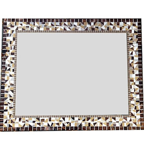 Large Brown Wall Mirror, Rectangular Mosaic Mirror, Green Street Mosaics 