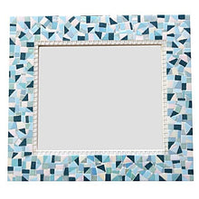 Blue White Mosaic Wall Mirror, Rectangular Mosaic Mirror, Green Street Mosaics 
