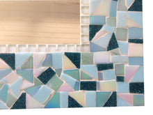 Blue White Mosaic Wall Mirror, Rectangular Mosaic Mirror, Green Street Mosaics 